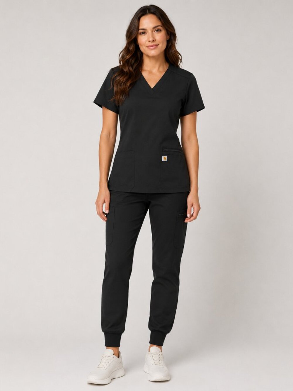 Carhartt Force Cross-Flex C13210 Black V-Neck Scrub Top Women's M